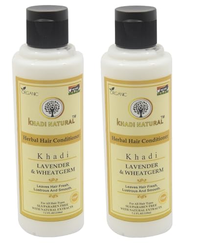 Khadi Natural Lavender & Wheat Conditioner 210ml - Herbal Hair Conditioner for Smooth, Fragrant Hair with Wheatgrass Extract | Deep Hydration for Dry, Damaged Hair | Perfect for Daily Use & Salon-Quality Results at Home