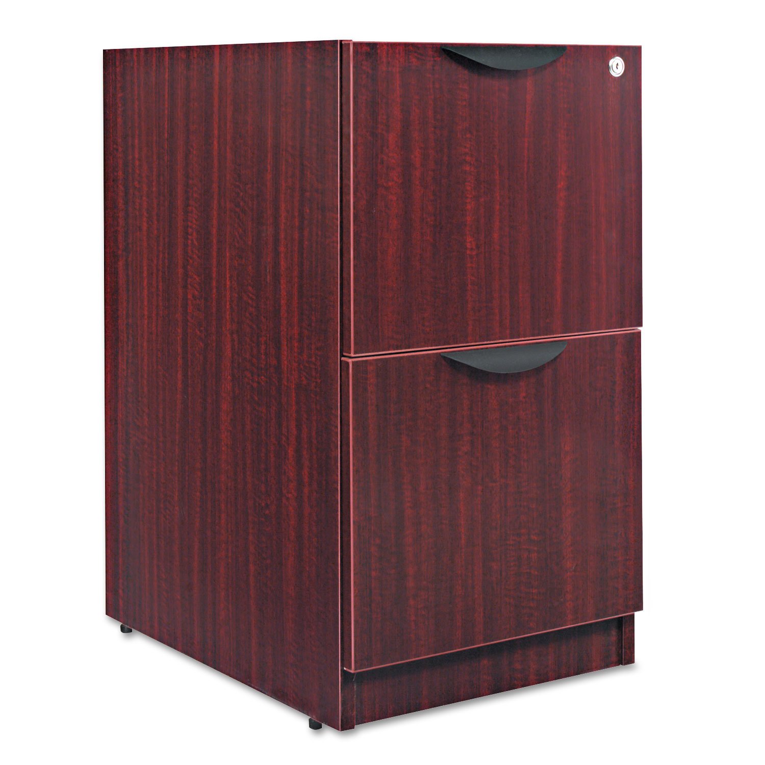 Alera Valencia Series Full Pedestal File Cabinet - Left or Right Handed, 2 Legal/Letter-Size File Drawers, Mahogany Finish, 15.63