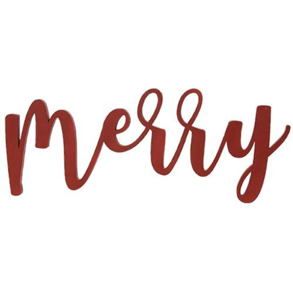 Red Merry Hanging Script Sign - Christmas Decorative Wall Hanging for Home, Party & Holiday Decor - Perfect for Living Room, Bedroom & Fireplace Mantel