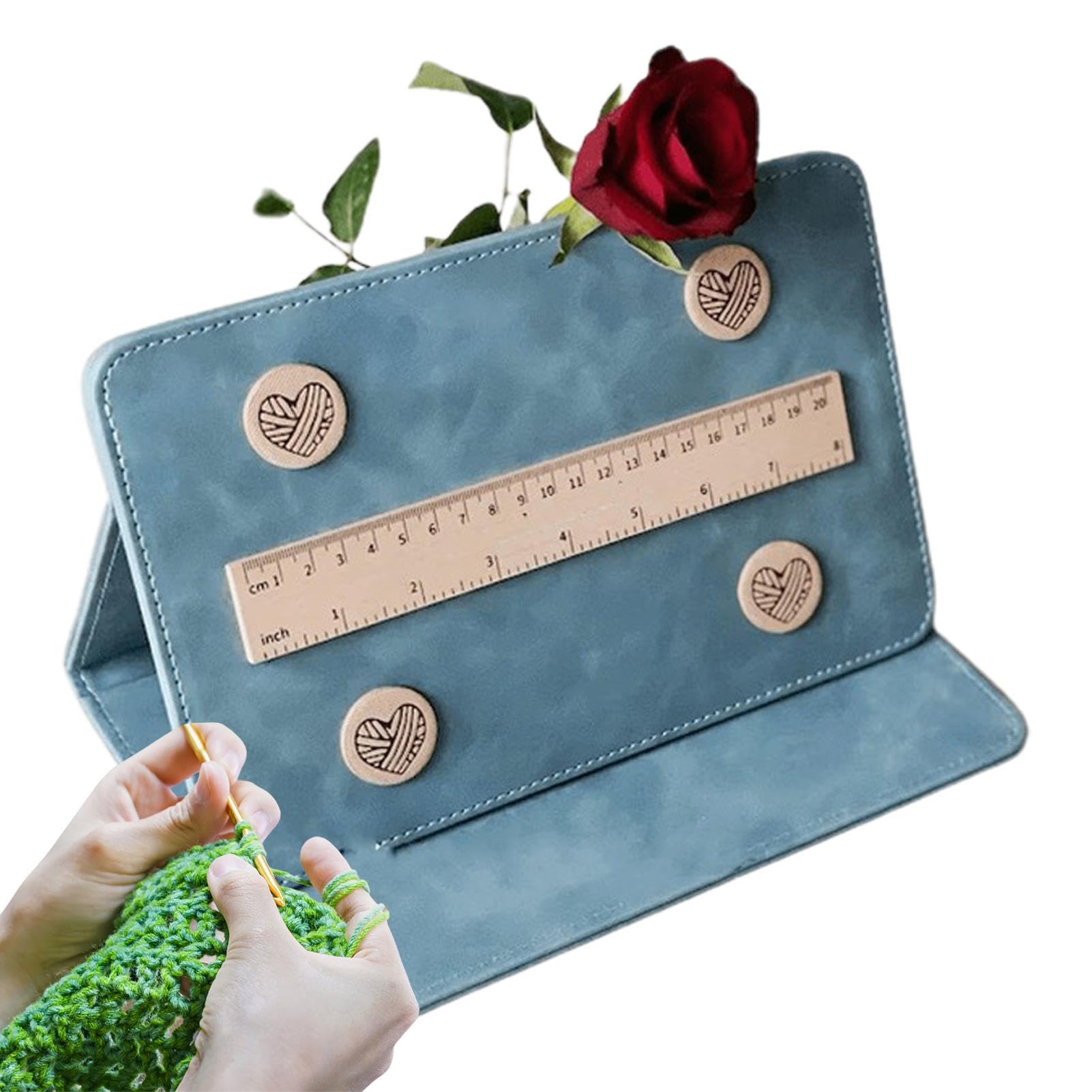 Foldable Magnetic Knitting Chart Holder with Magnet Ruler - Portable Knitting & Crochet Pattern Keeper - Perfect for Cross Stitch, Knitting Projects at Home or Travel