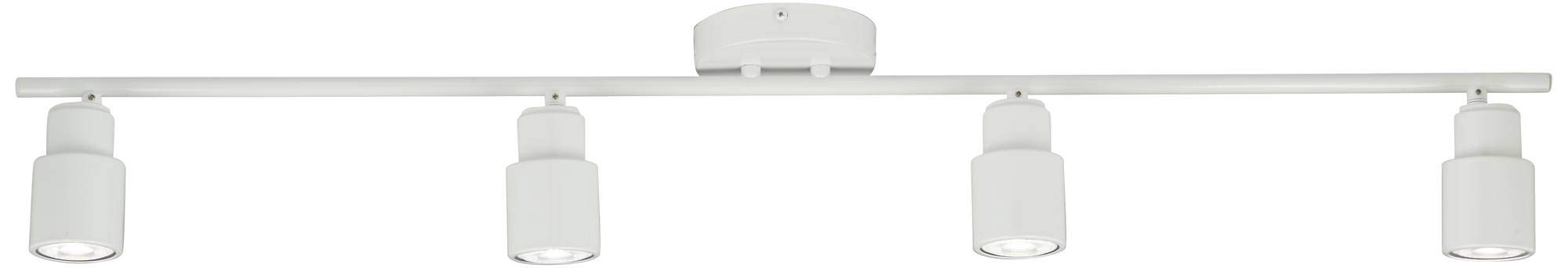 Pro Track Melson 4-Head 6.5W LED Ceiling Track Light Fixture Kit - Adjustable GU10 Dimmable Spotlights in White - Modern Lighting for Kitchen, Bathroom, Living Room, Dining & Bedroom - 40