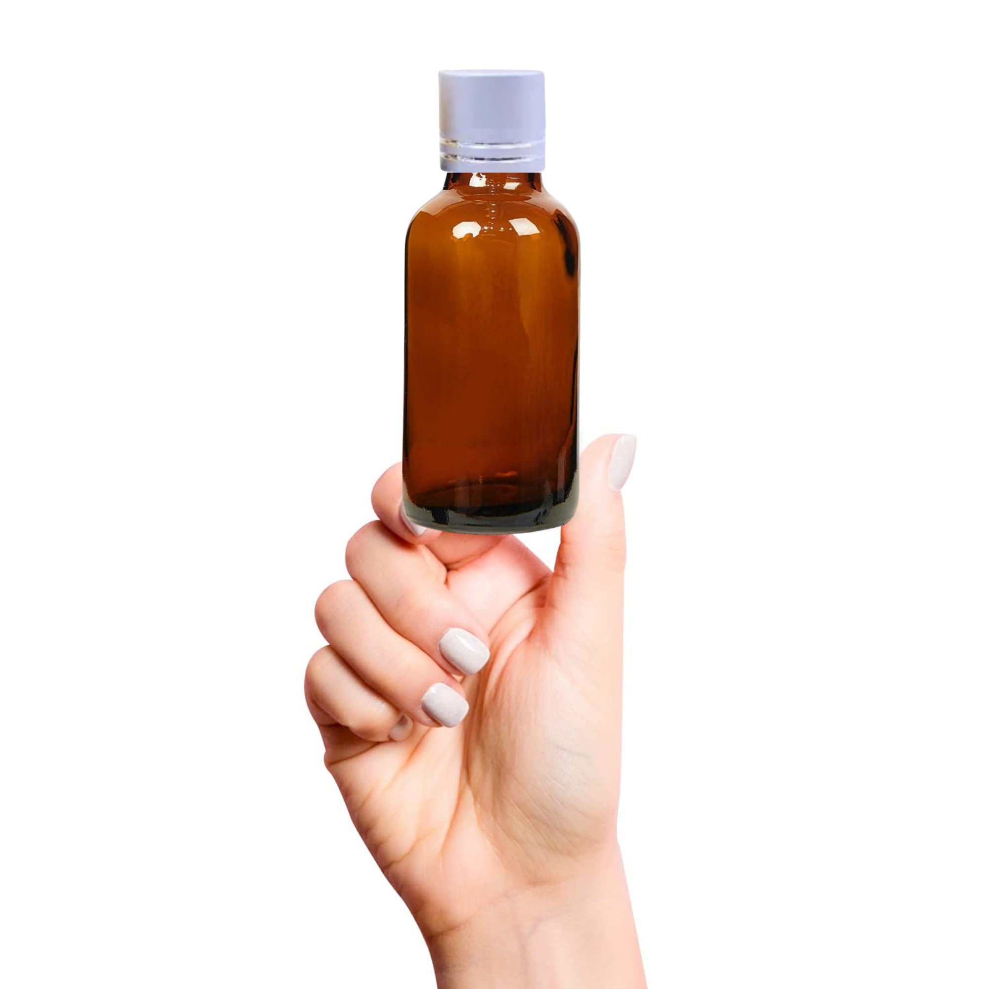 Refillable 30ml Amber Glass Bottles with Silver Cap & V Drop Nozzle - 6 Pack for Essential Oils, Serums, DIY Cosmetics | Perfect for Travel, Skin Care & Home Blending