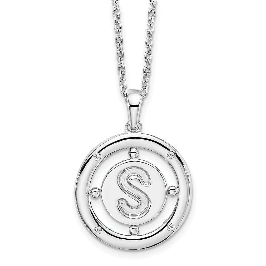 925 Sterling Silver 18 Inch Diamond Letter Initial Necklace with 2 Extender Chains - Personalized Pendant Charm for Women | Elegant Fine Jewelry Gift for Her | Perfect for Birthdays, Anniversaries and Special Occasions