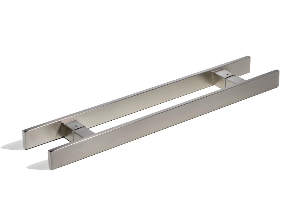 24 Inch 2-Sided Stainless Steel Barn Door Handles - Brushed Nickel Satin Finish - Modern Sliding Door Pulls for Wood, Glass & Metal Doors - Flat Rectangular Bar Shape - Perfect for Home, Hotel, Store & Shower Doors - Easy Installation & Durable Design