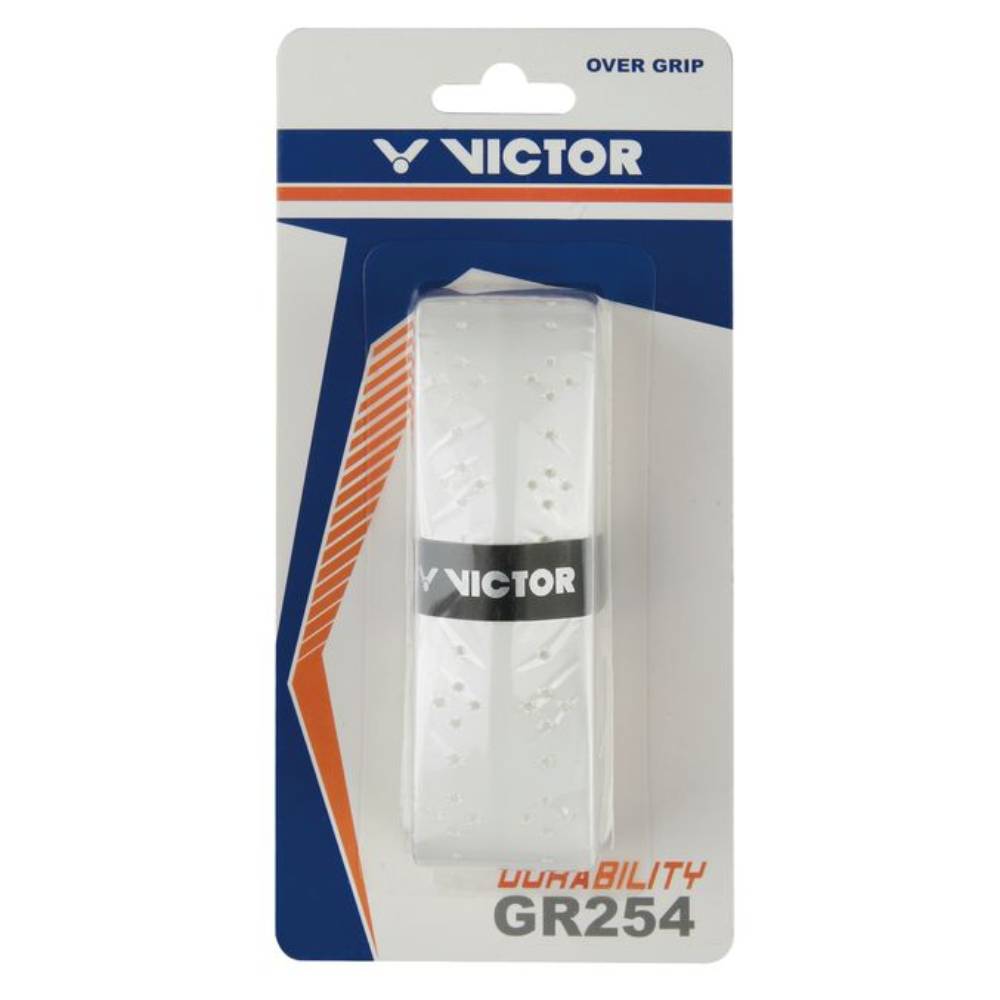 Victor GR 254 Overgrip Tennis Racket Grip - White | Non-Slip, Cushioned, Durable | Perfect for Tennis, Badminton, Squash & Racquet Sports