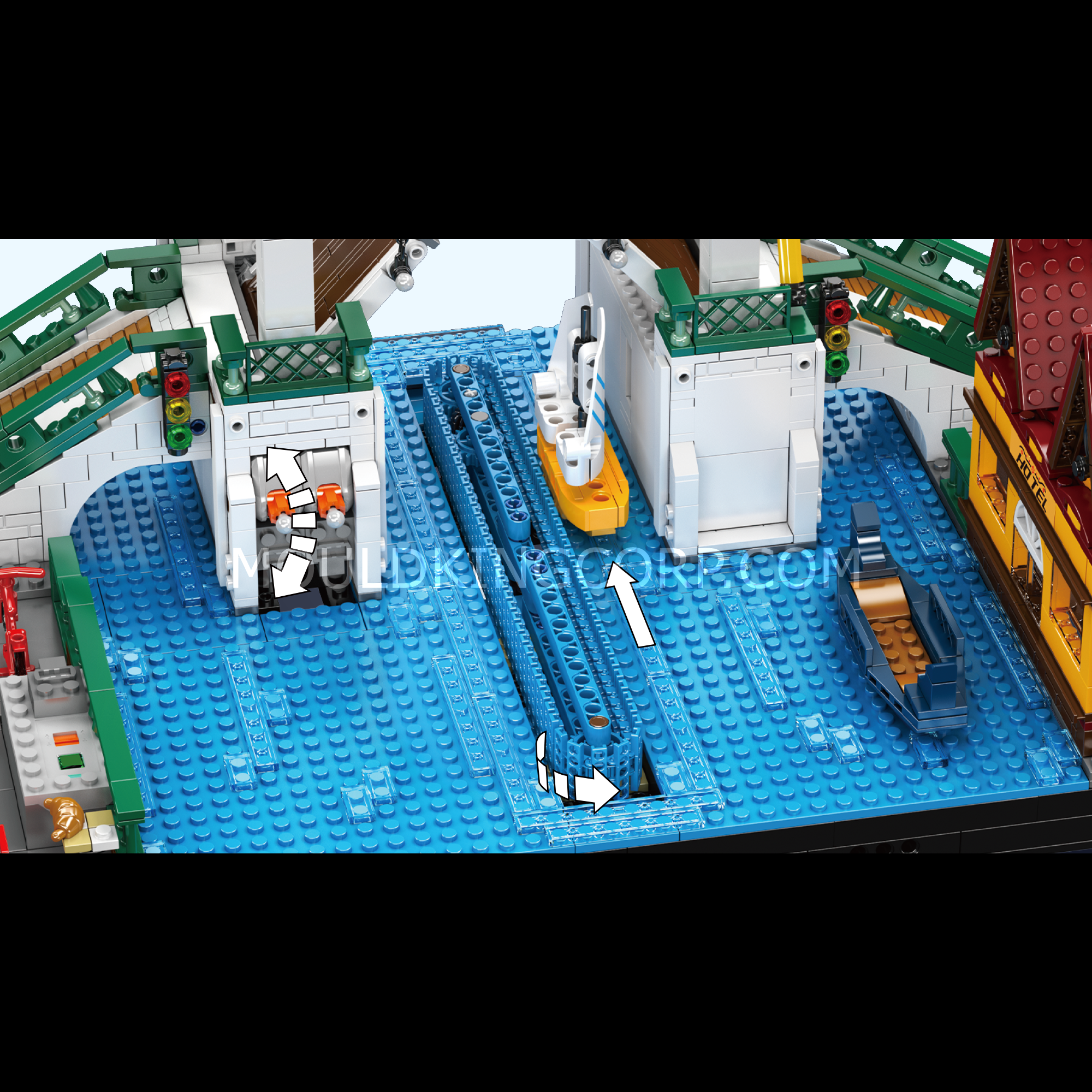 Mould King 16068 Northern Europe Town Folding Bridge Building Set - 2066 Piece Model Kit for Adults & Teens | Creative Architecture Toy for Home Decor, Gift & Collectible Display