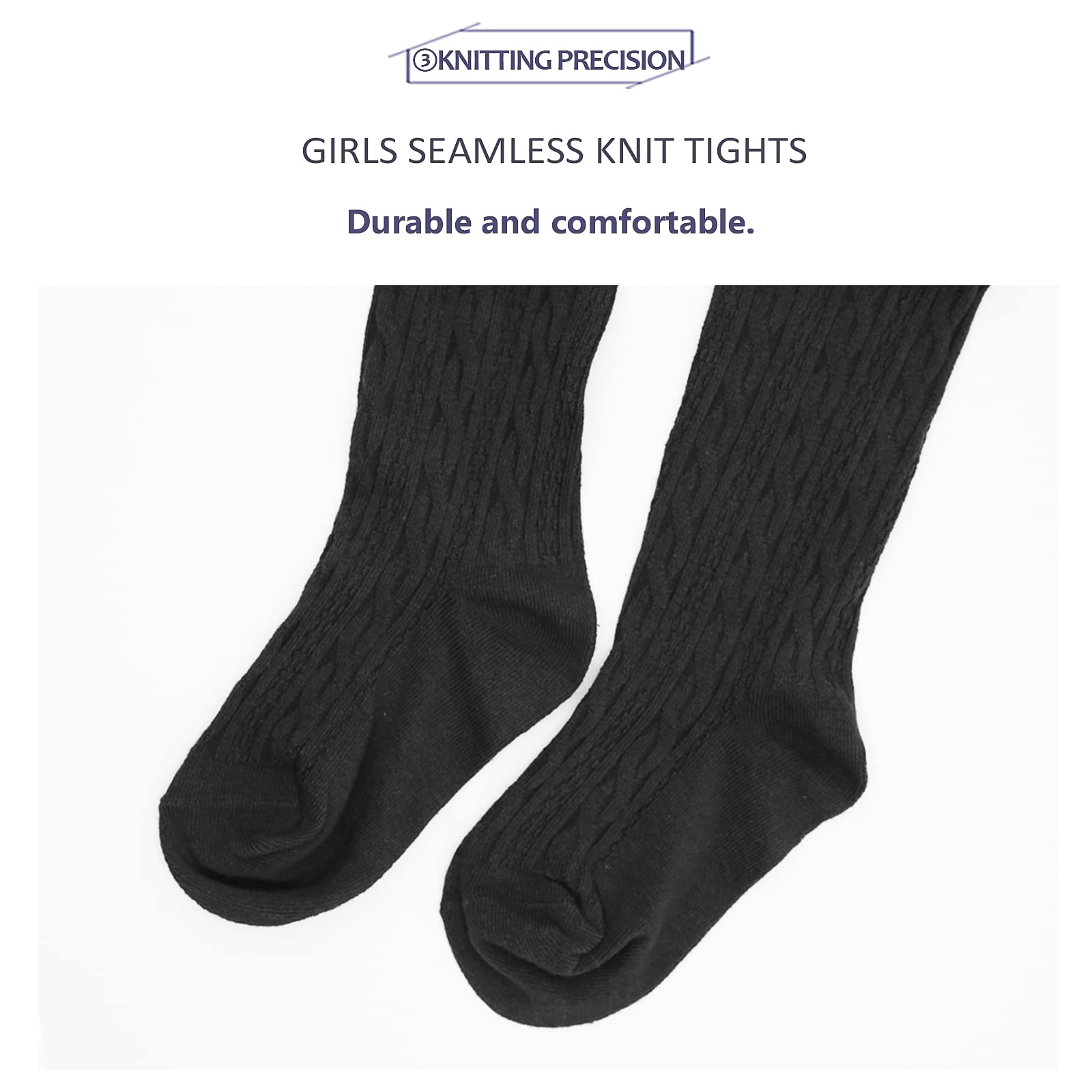 TechCity Girls Tights for Toddlers - Seamless Cotton Cable Knit Leggings & Stockings (2-14 Years) - Perfect for School, Playtime & Winter Outfits