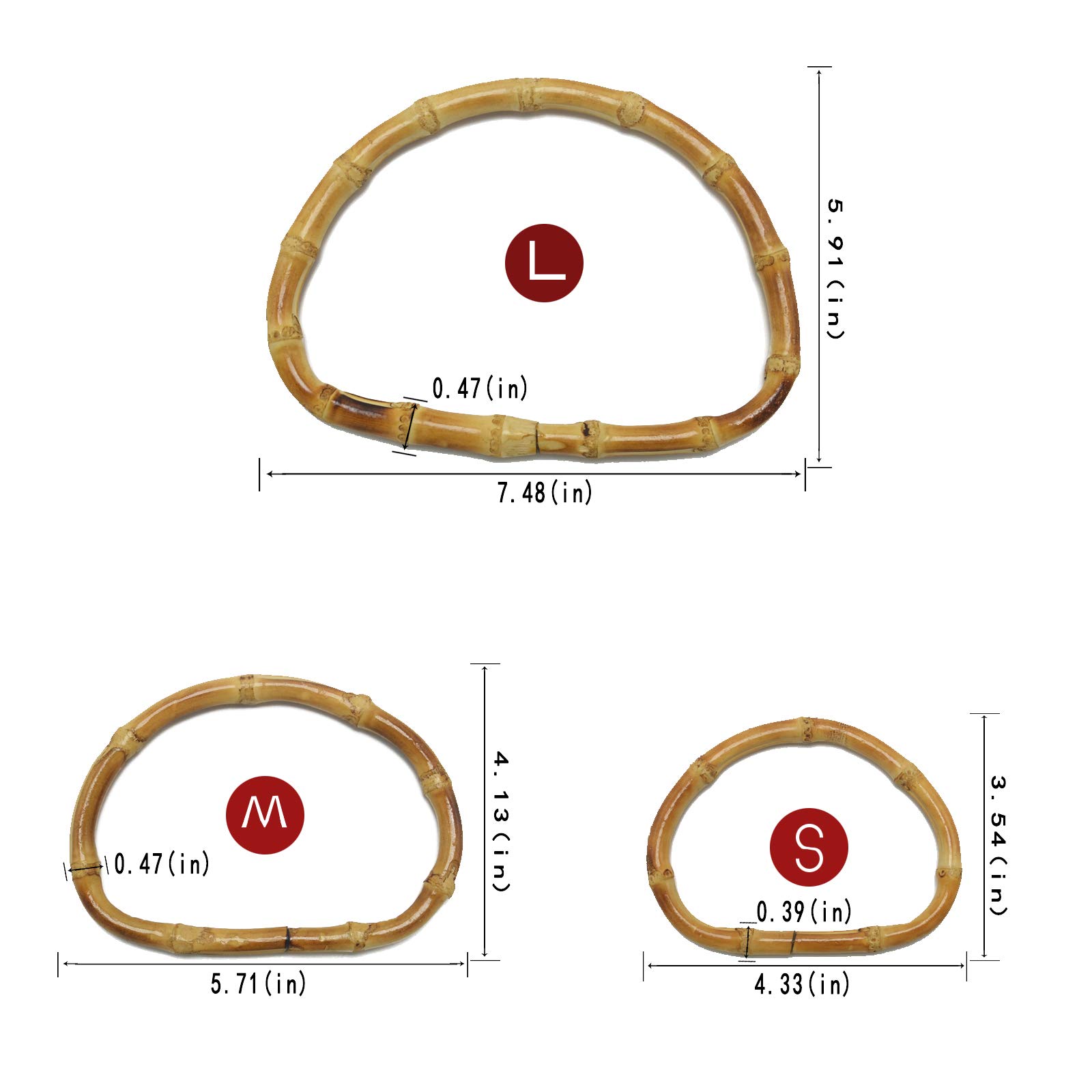 4 PCS D-Shaped Bamboo Handbag Handles - 3.54 Inch Replacement DIY Bag Handles for Handmade Purses & Tote Bags - Perfect for Crafting, Sewing Projects & Upcycling Old Bags
