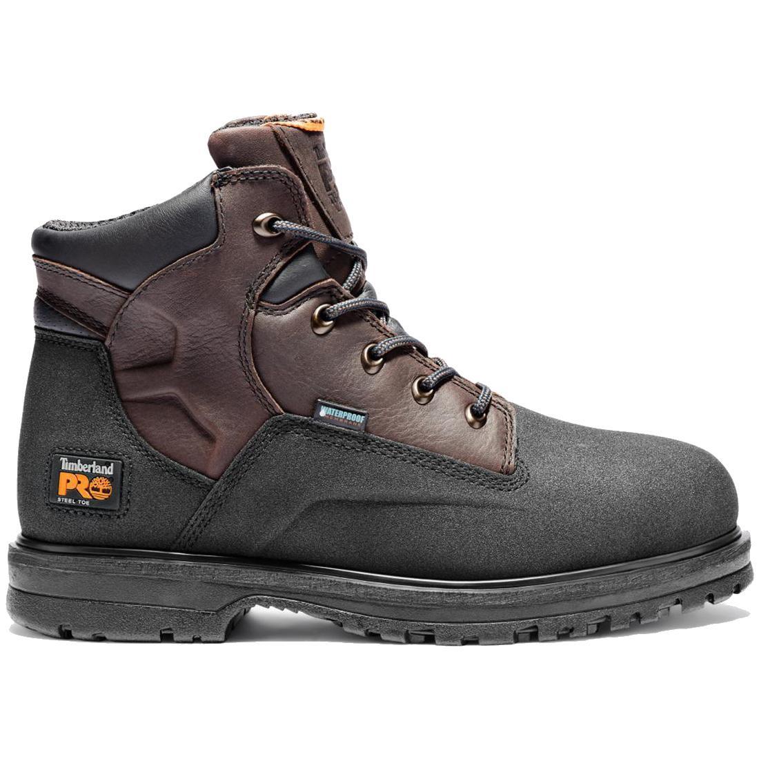 Powerwelt 6 Inch Steel Toe Waterproof Work Boots for Men - Slip Resistant Safety Shoes with Electrical Hazard Protection - Ideal for Construction, Warehouse & Outdoor Work (Brown)