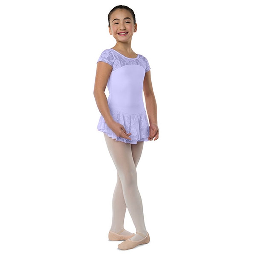 Danshuz Girls' Cap Sleeve Lace Front Dress - Lavender Floral Party Dress for Ages 8-10 | Perfect for Birthday Parties, Weddings & Special Occasions
