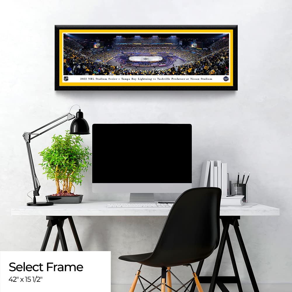 2022 NHL Stadium Series Tampa Bay Lightning vs Nashville Predators - 42x15.5 Inch Framed Panoramic Photo by Blakeway | Hockey Game Memorabilia, Sports Fan Gift, Man Cave Decor