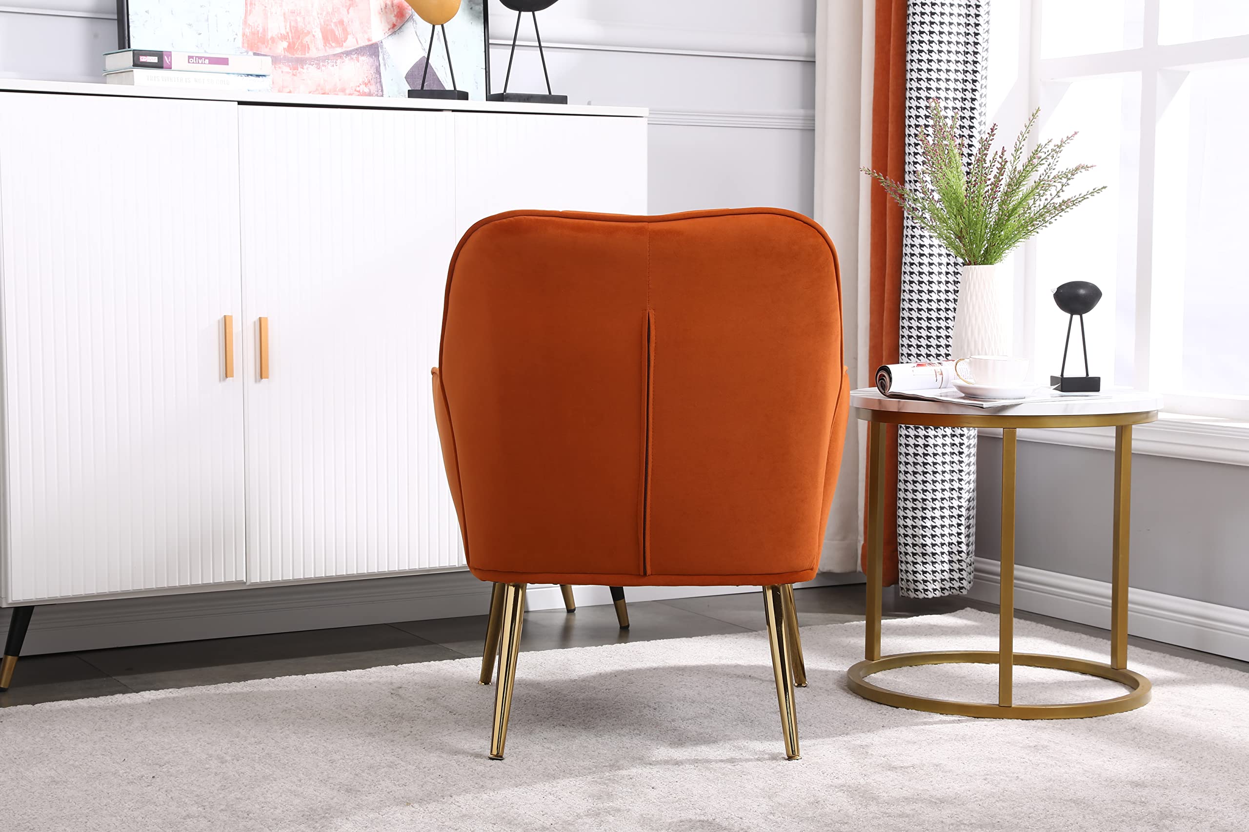 Modern Accent Chair - Upholstered Armchair with Golden Legs for Living Room, Bedroom & Home Office - Perfect for Reading, Relaxing & Stylish Decor