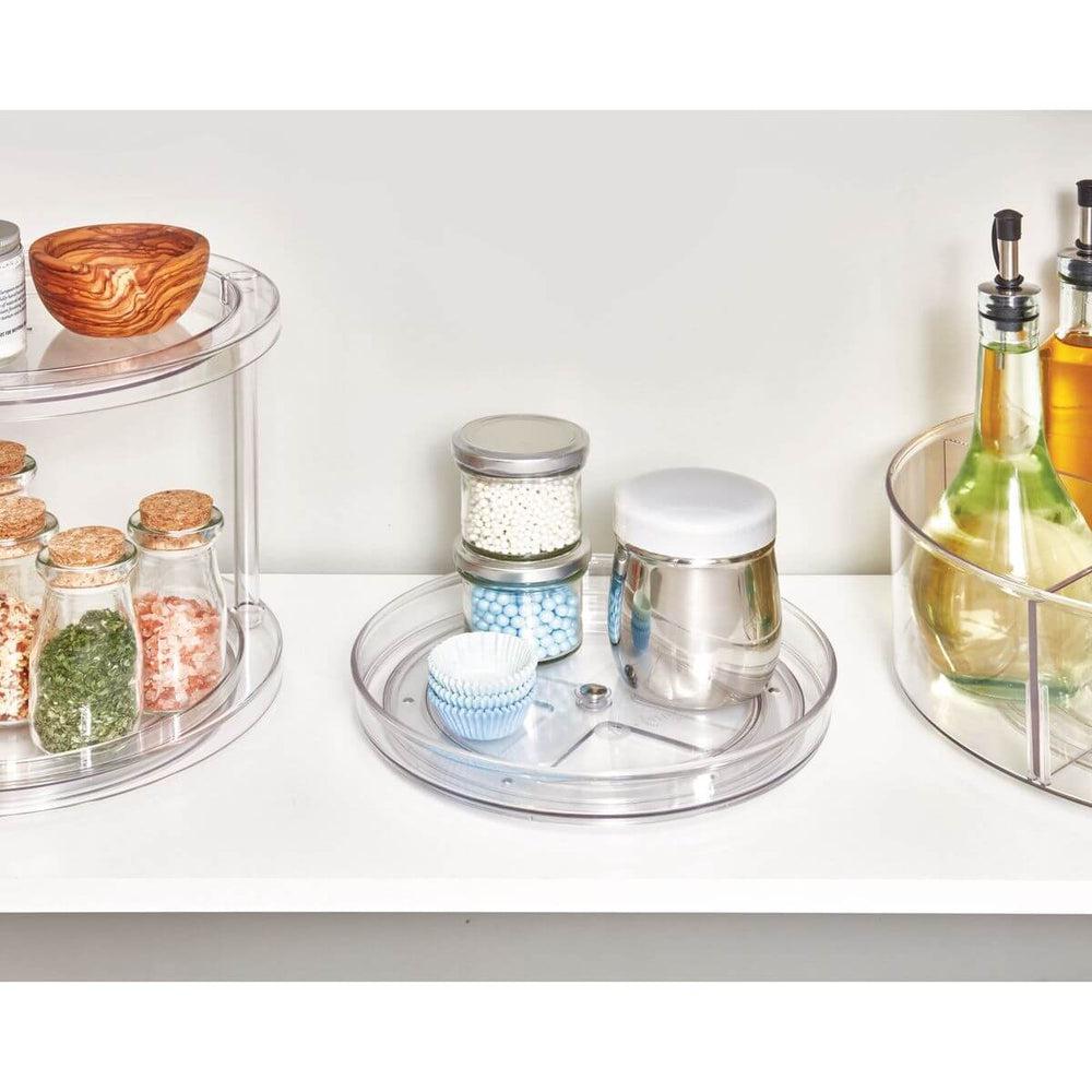 iDesign Clear Turntable Organizer - 360° Rotating Lazy Susan for Spices, Makeup, and Kitchen Storage | Perfect for Pantry, Bathroom, and Countertop Organization