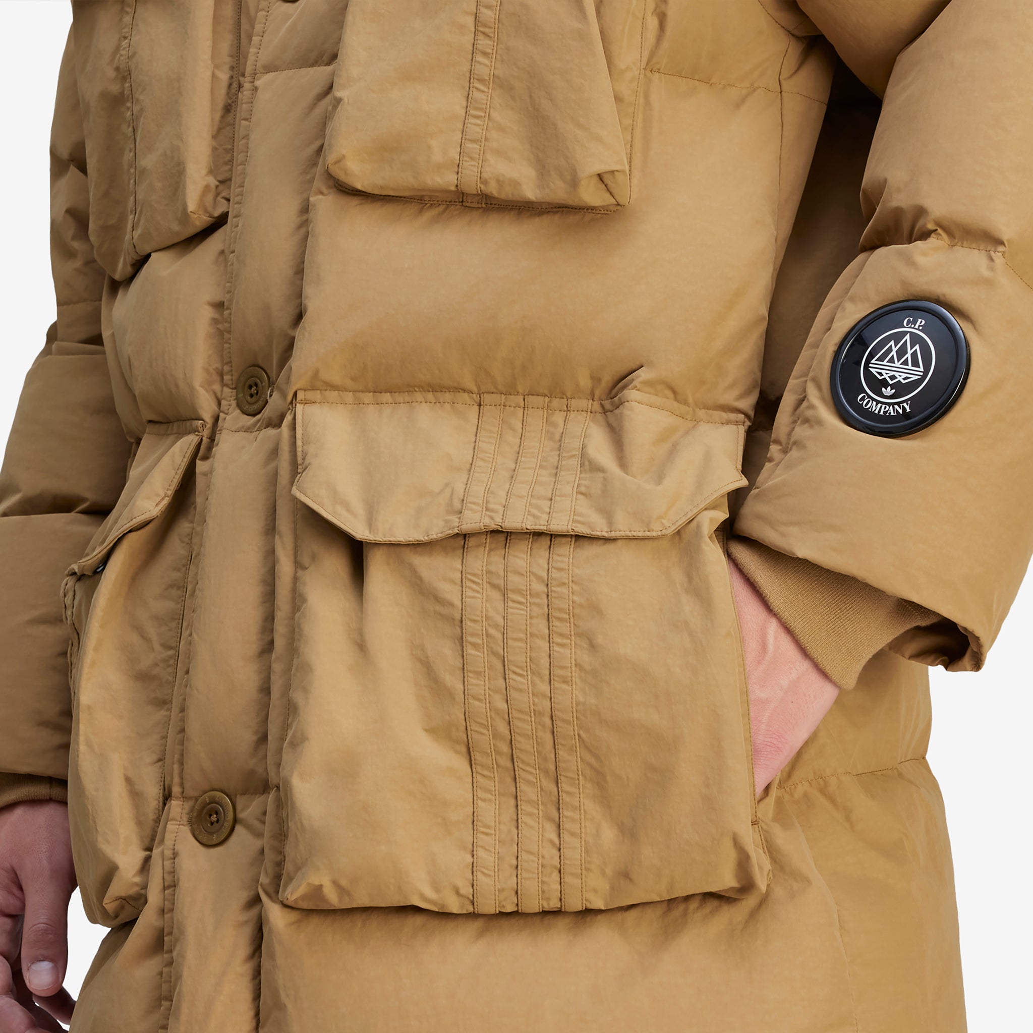 Vintage C.P. Company x SPZL Bronze Puffer Jacket - Men's Lightweight Insulated Winter Coat for Urban Streetwear & Outdoor Activities