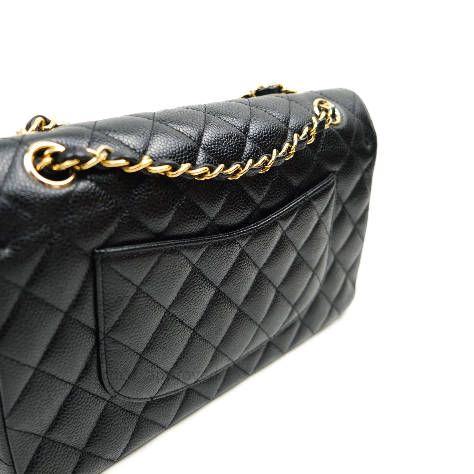 Chanel Classic M/L Medium Double Flap Bag in Black Caviar Leather with 24K Gold Hardware - Luxury Handbag for Women, Perfect for Work, Evening Events & Special Occasions