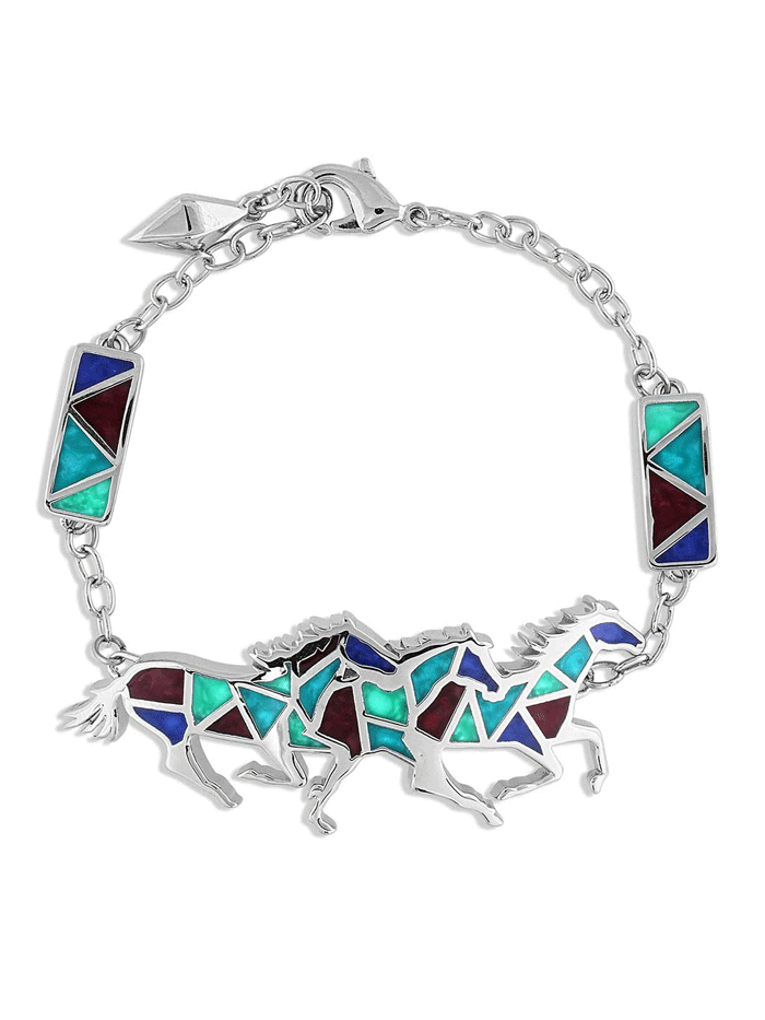 Montana Silversmiths BC5319 Women's All the Pretty Horses Bracelet - Sterling Silver Western Jewelry for Cowgirls, Horse Lovers & Western Fashion