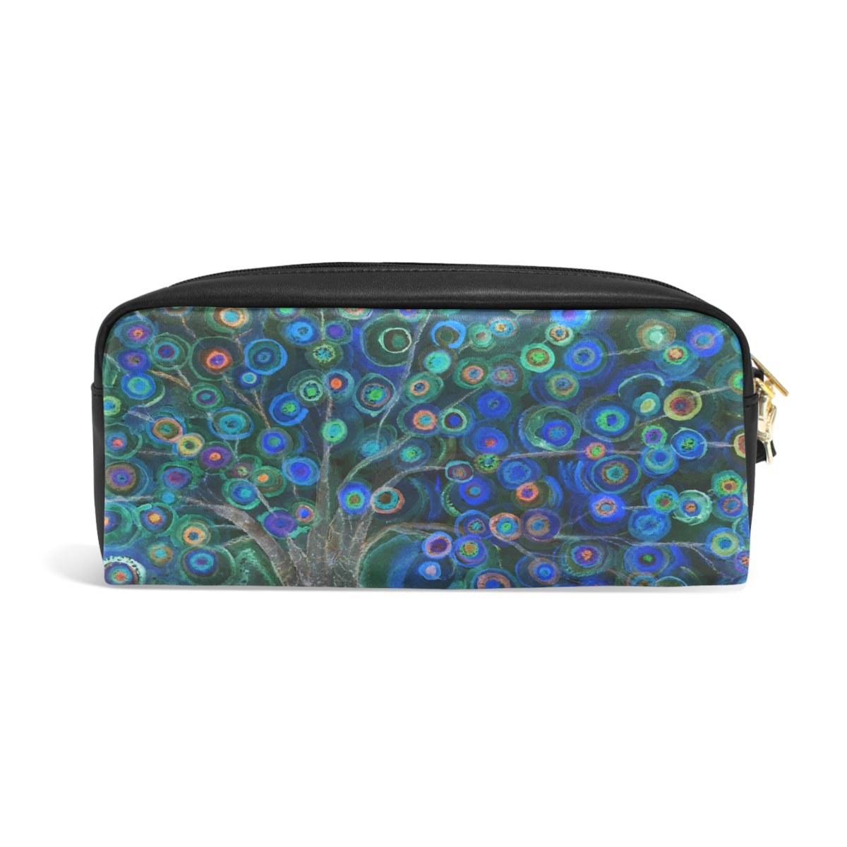 ZZKKO Tree of Life Leather Zipper Pencil Case - Stylish Pen Organizer, Stationery Bag, Cosmetic & Makeup Pouch for School, Office & Travel Accessories Storage