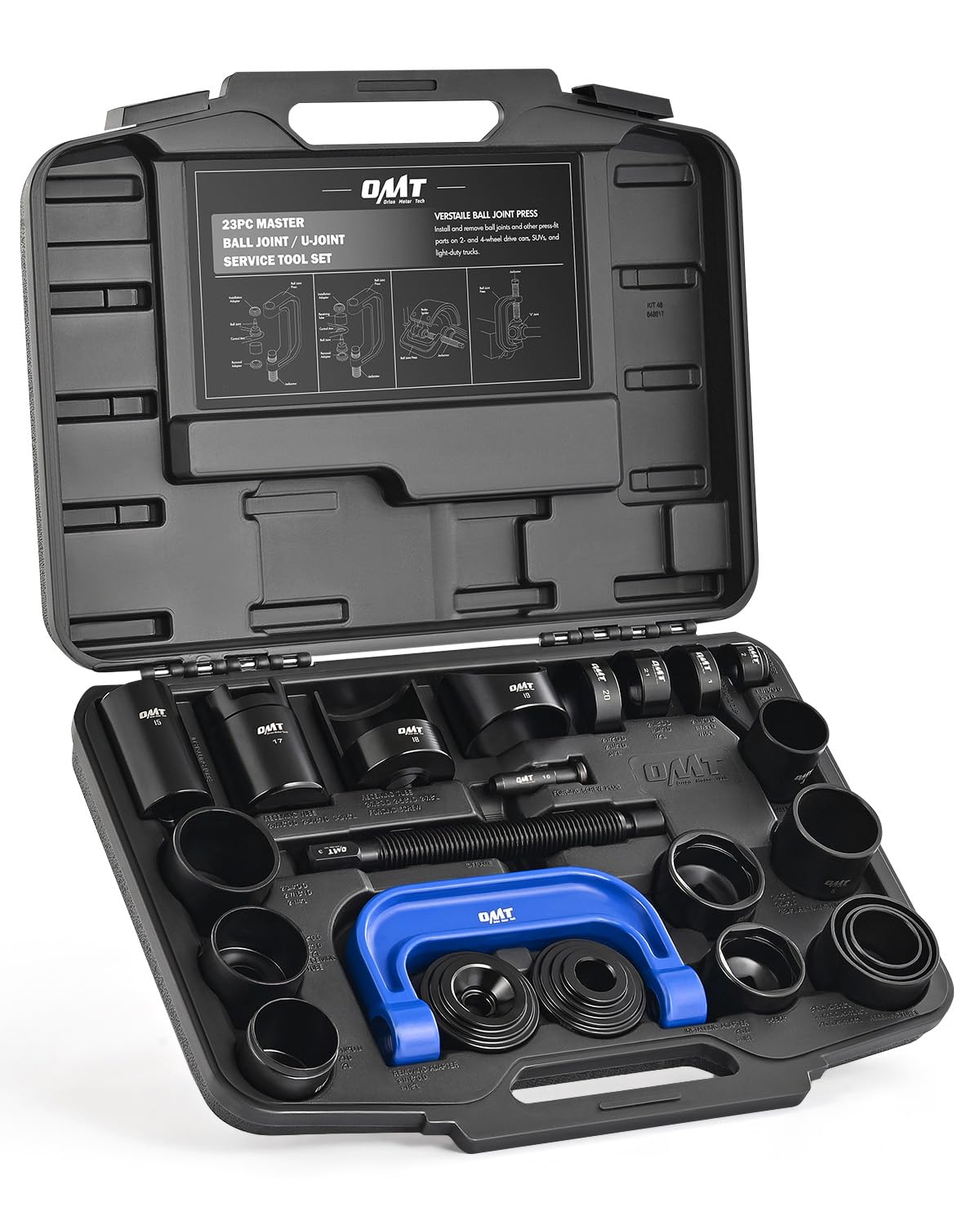 Orion Motor Tech 23-Piece Heavy Duty Ball Joint Removal Tool Kit with Press, U Joint Remover, Sockets & Universal Adapters - Compatible with Most 2WD/4WD Cars, Trucks & SUVs - Perfect for Auto Repair Shops & DIY Mechanics