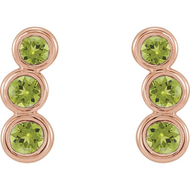 14K Gold 0.64 CTW Peridot Ear Climber Earrings - Elegant Dangle Earrings for Women, Perfect for Weddings, Parties & Special Occasions