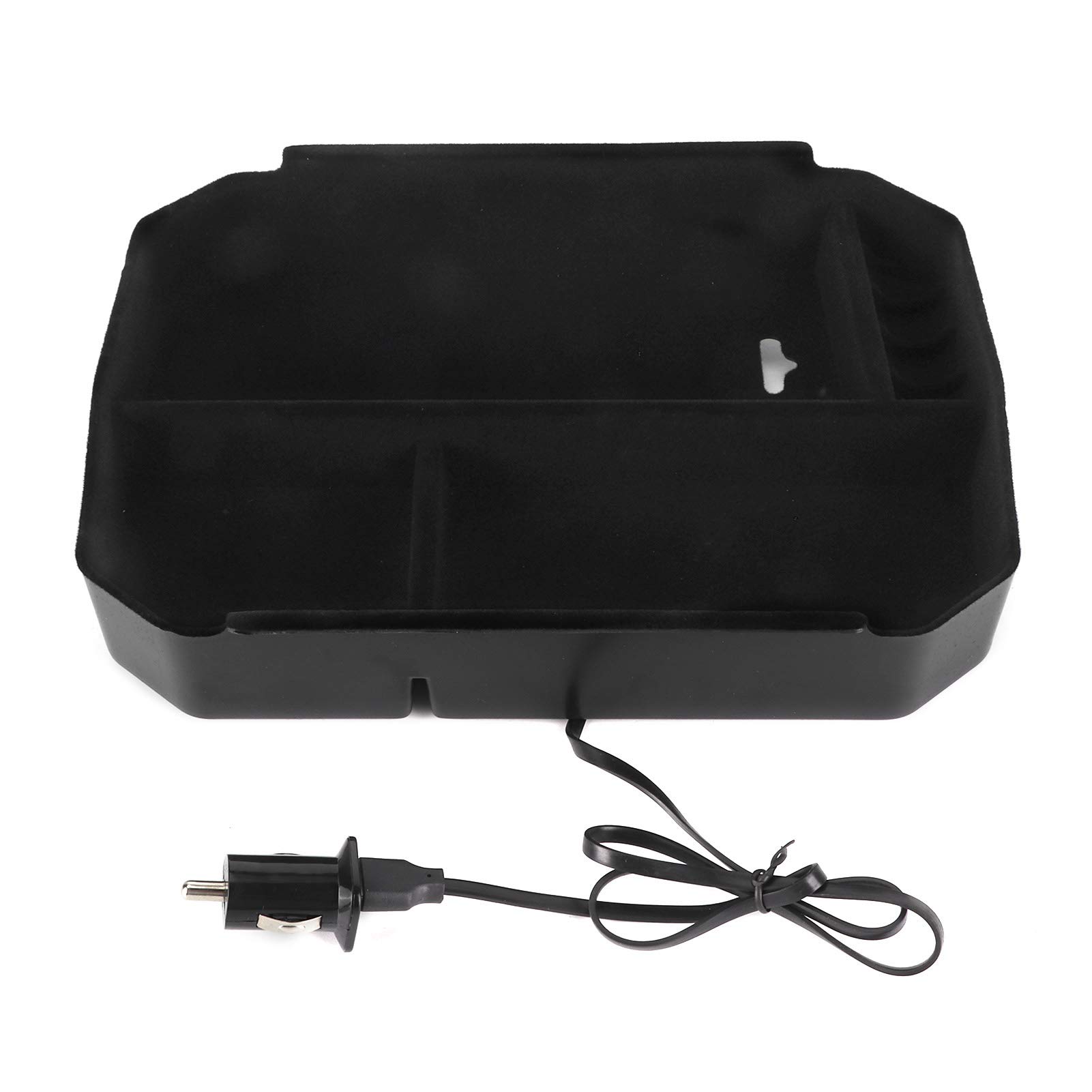 Keenso 12V Car Wireless Charger - Black Multi-Function Center Console Organizer with Armrest Storage Box, Compatible with Toyota Highlander 2015-2018 Models - Perfect for Road Trips & Daily Commute Charging Needs