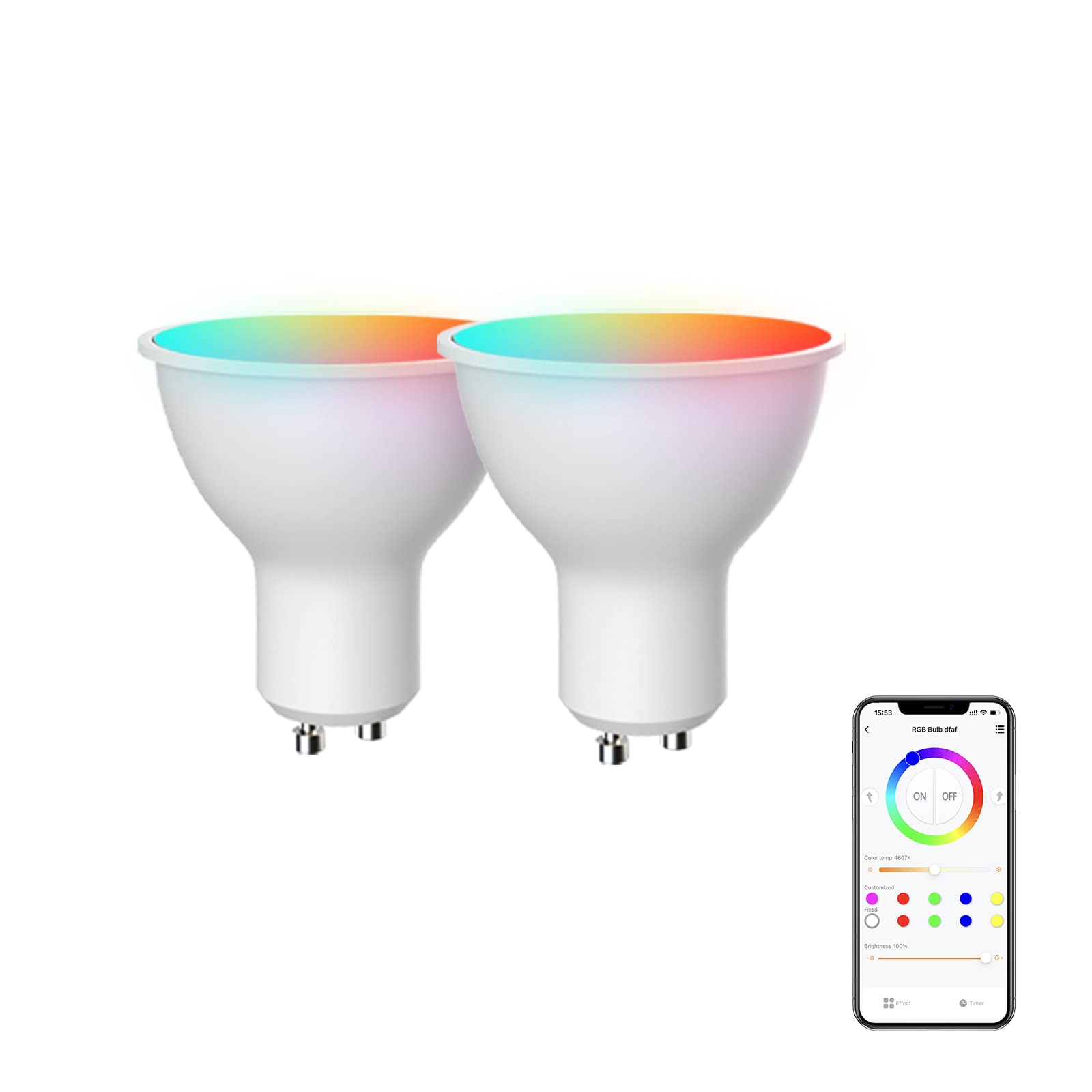 Broadlink GU10 Smart LED Bulbs - 4.5W Bluetooth Color Changing Track Lights with Music Sync, Alexa & Google Home Compatible (2-Pack) - Perfect for Home Theater, Party Lighting & Smart Home Decor