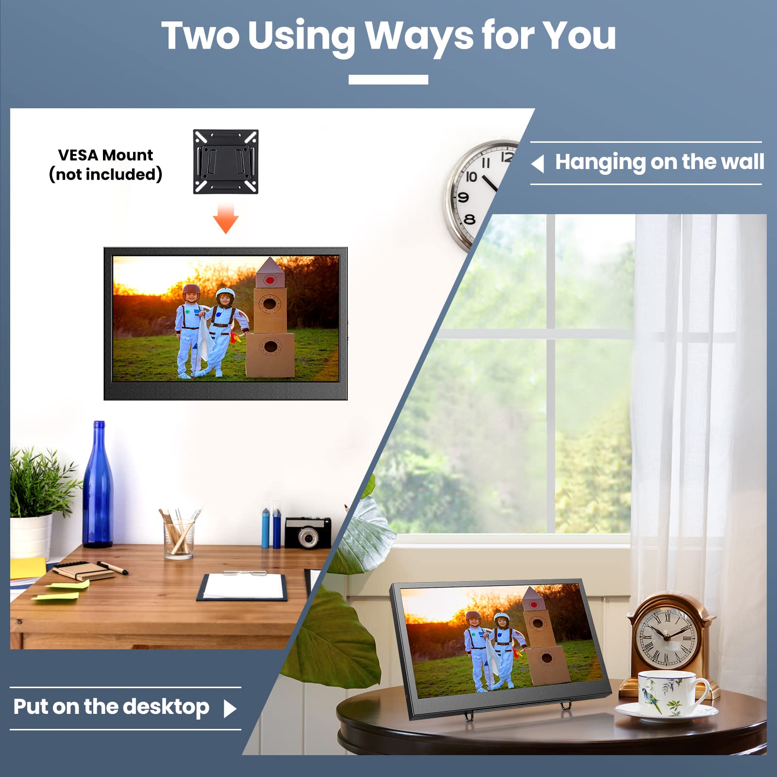 Eyoyo 12 Inch IPS Mini Monitor - Portable HDMI/VGA Secondary Screen for Laptop, PC, CCTV Security with 1366x768 Resolution & Built-in Speakers | Perfect for Travel, Office & Home Surveillance