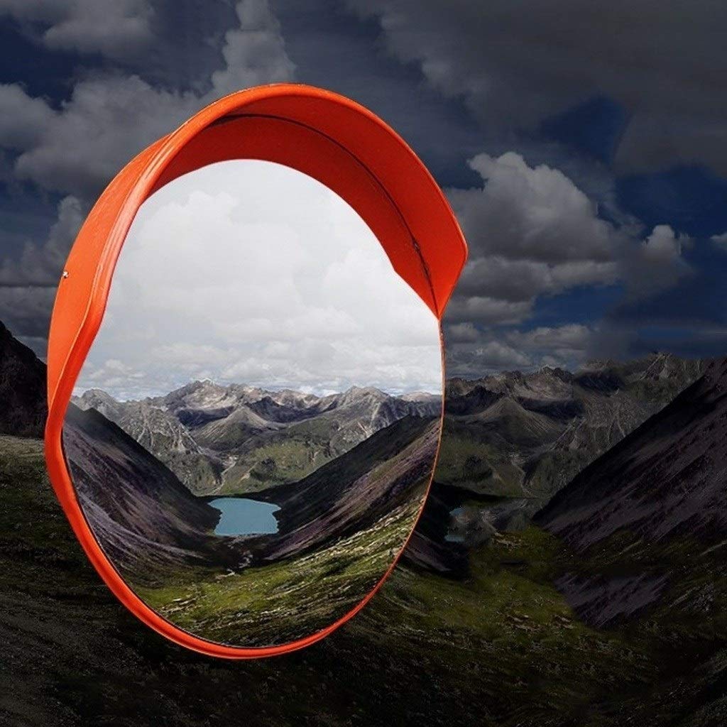 Wide Angle Traffic Safety Mirror - 45cm Red Plastic Convex Mirror for Transport, Circulation Halls & Hospitals - Durable & High Visibility for Enhanced Security