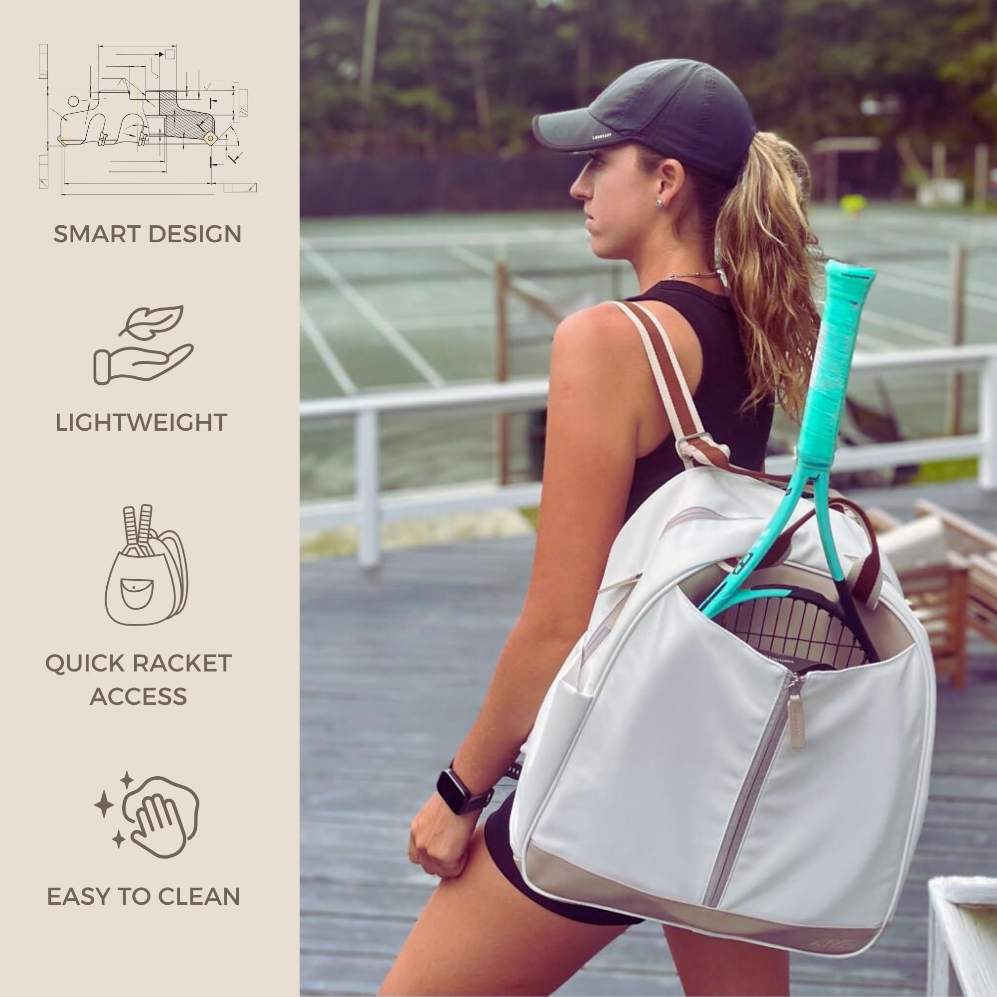 **Stylish Women's Tennis Backpack - Lightweight Padel & Pickleball Bag Holds 2 Rackets | Perfect for Gym, Court & Travel | Durable & Spacious Tennis Racket Bag for Women**