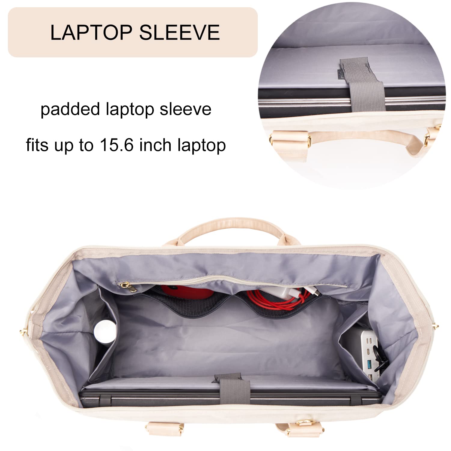 Stylish 17 Inch Weekender Travel Bag with Shoe Compartment & Overnight Storage - Perfect Airline Personal Item Carry-On (Beige) | Ideal for Weekend Getaways, Business Trips & Gym Use