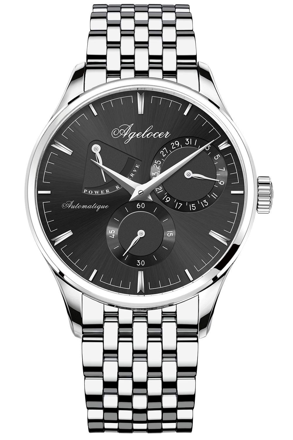 AGELOCER Budapest Men's Automatic Mechanical Watch - Stainless Steel Business Dress Watch with Kinetic Display - Perfect Gift for Boyfriend, Husband, Father (Ideal for Office, Wedding & Formal Events)