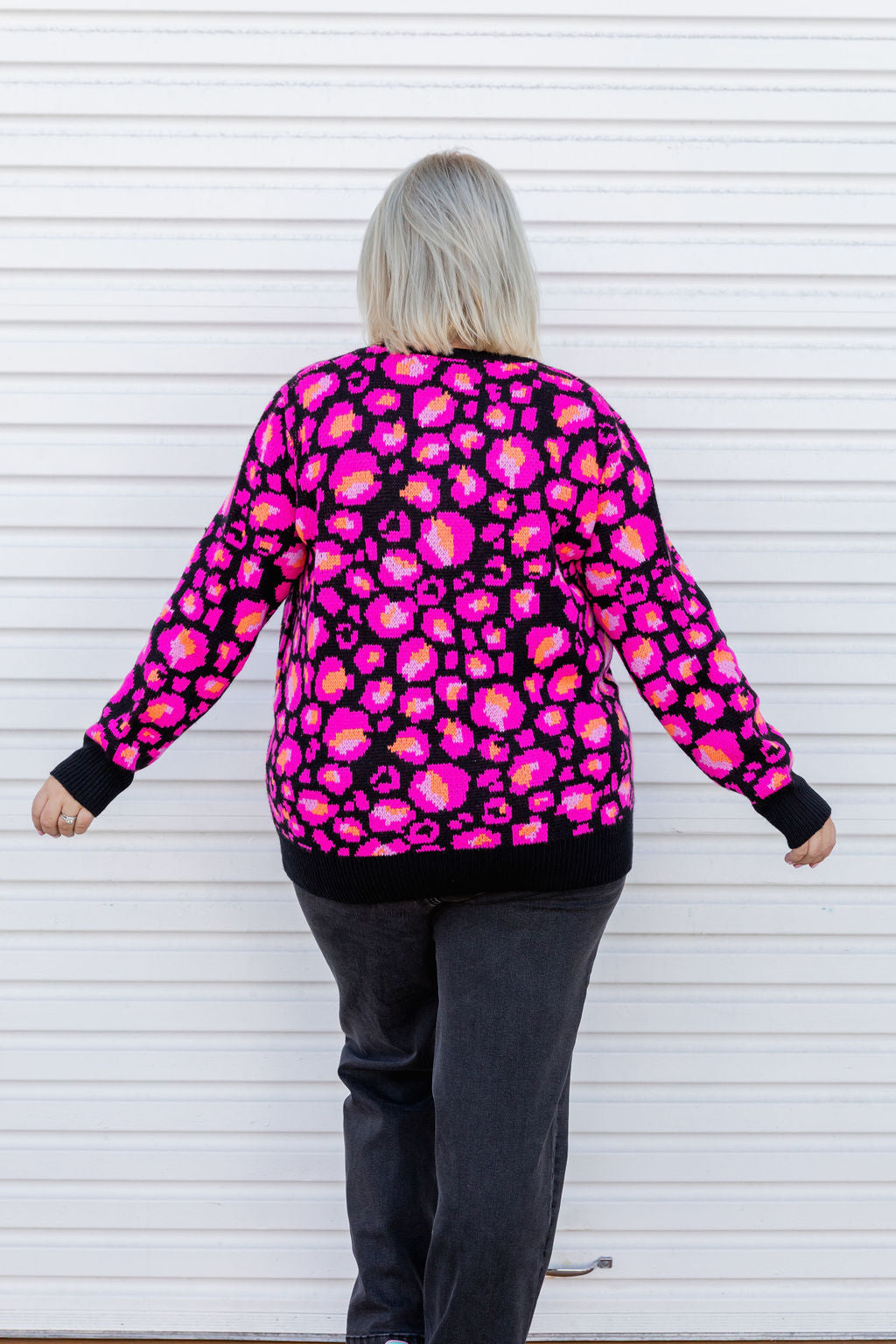 Kasey Rainbow Frankie Knit Sweater - Black Leopard Print Women's Pullover for Casual Wear & Fall Fashion