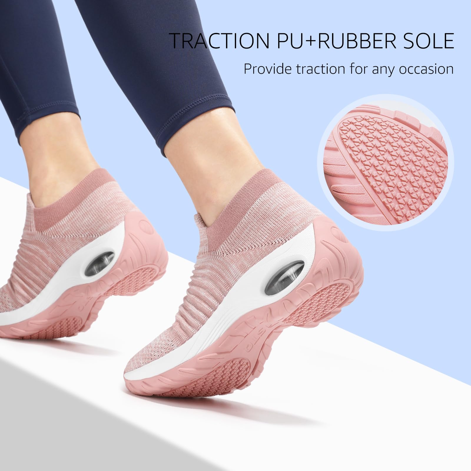 HKR Women's Slip-On Walking Shoes - Breathable Mesh Upper, Cushioned Sock Sneakers with Arch Support - Lightweight & Comfortable for Walking, Travel, Work - Dark Pink Size 8