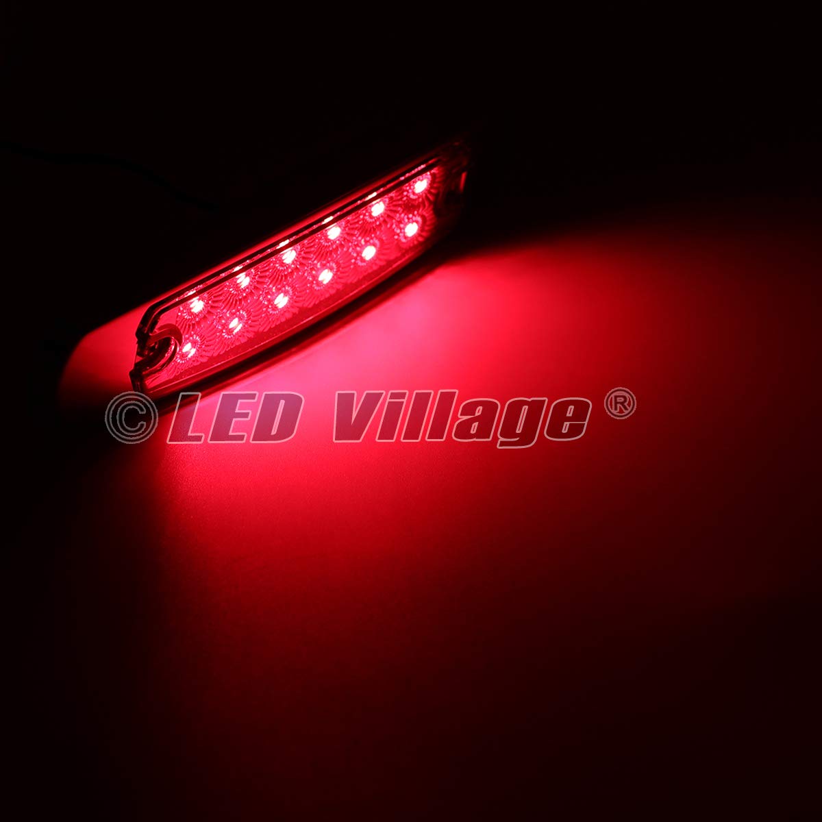 12V DC 6.4 Inch Slim Red LED Side Marker Lights - Waterproof Flush Mount Clearance Lamps for Trucks, Trailers, Lorries, Towing Vehicles [Pack of 5] - Durable Chrome Button Design for Safe Night Driving & Road Visibility