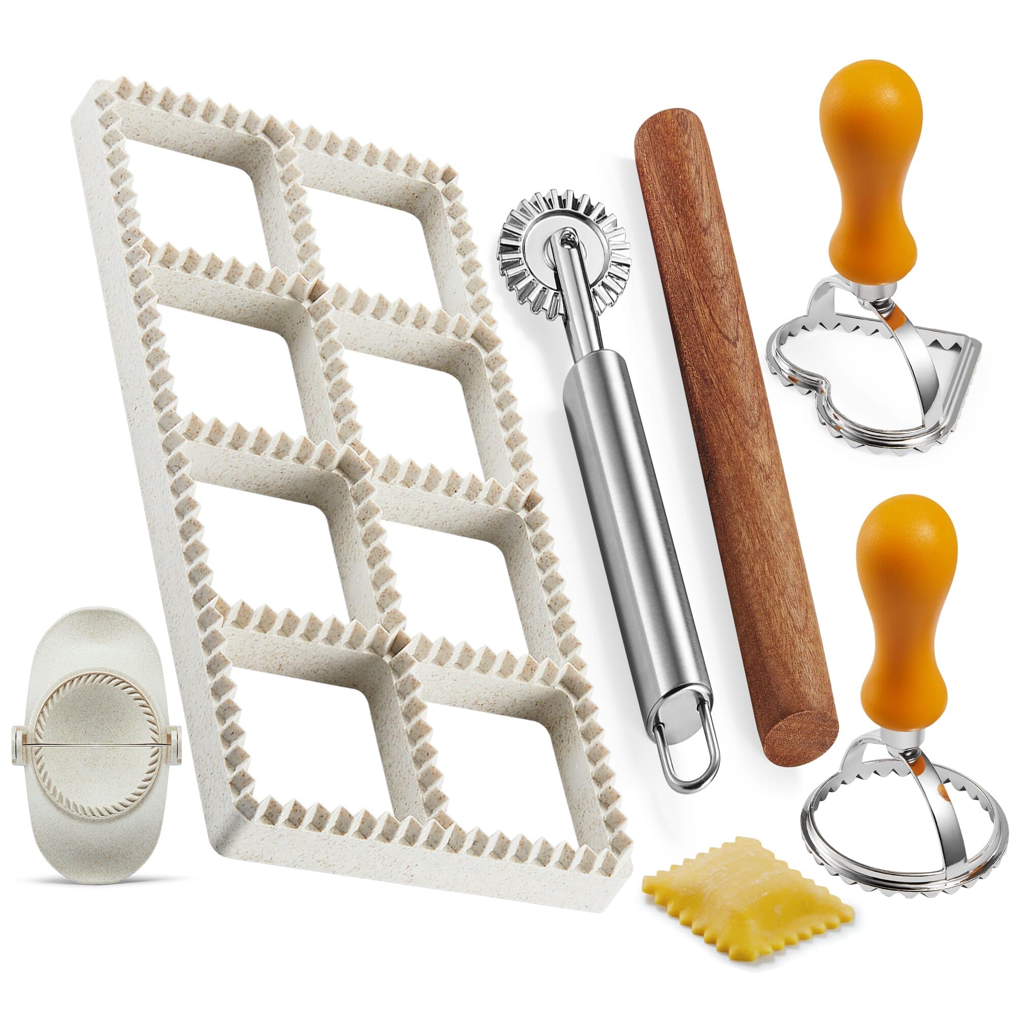 Premium Ravioli Maker Press Kit - Heart & Square Pasta Stamp Cutter (1.85