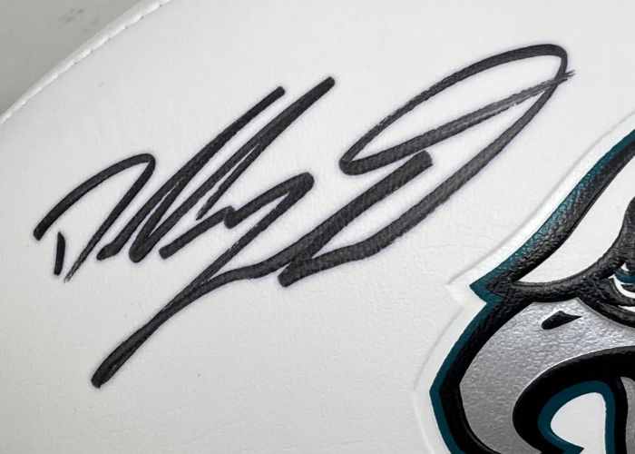 Dallas Goedert Autographed Philadelphia Eagles Football with Official NFL Logo - Super Bowl 59 Display Case - Perfect for Eagles Fans, Sports Memorabilia Collectors & Man Cave Decor
