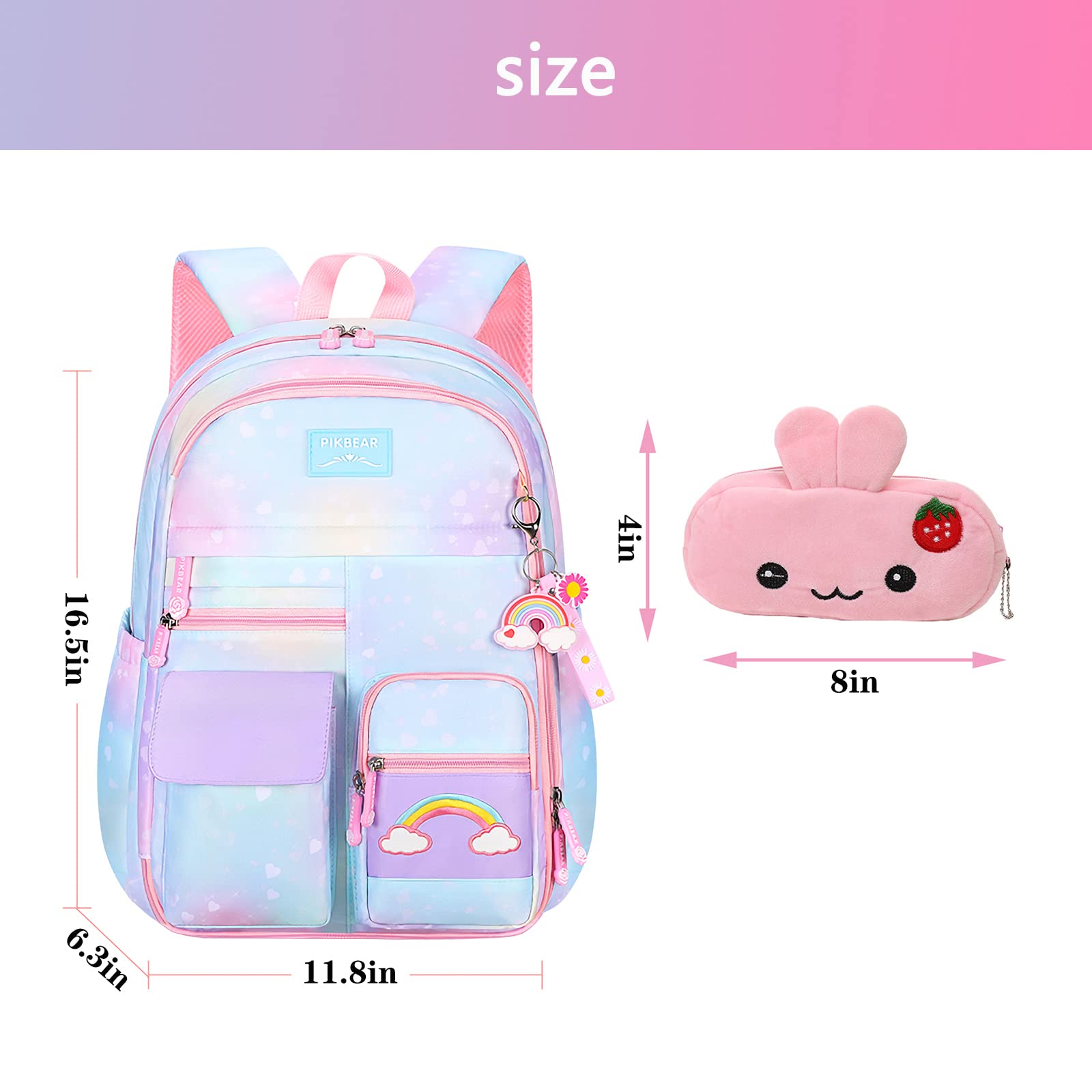 Starry Rainbow Girls Backpack - Large Capacity Cute Bookbag for School, Travel & Laptop (17 Inch Blue) | Fashion Multifunctional Casual Daypack for Teens & Kids