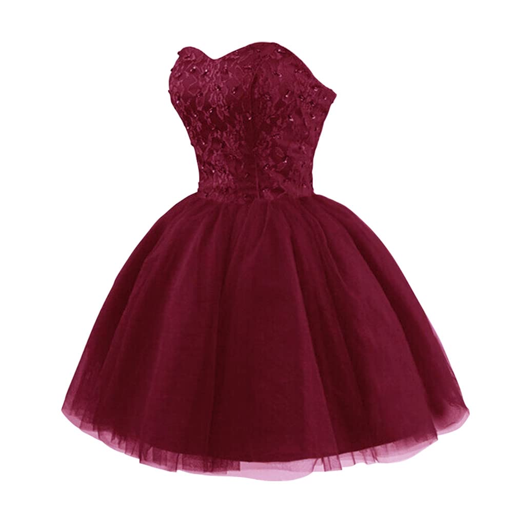 Elegant Strapless Homecoming Dresses 2024 | Short Lace Tulle A-Line Prom & Quinceañera Gowns for Juniors | Cocktail Party & Formal Occasion Dresses | Perfect for Dances, Weddings & Special Events