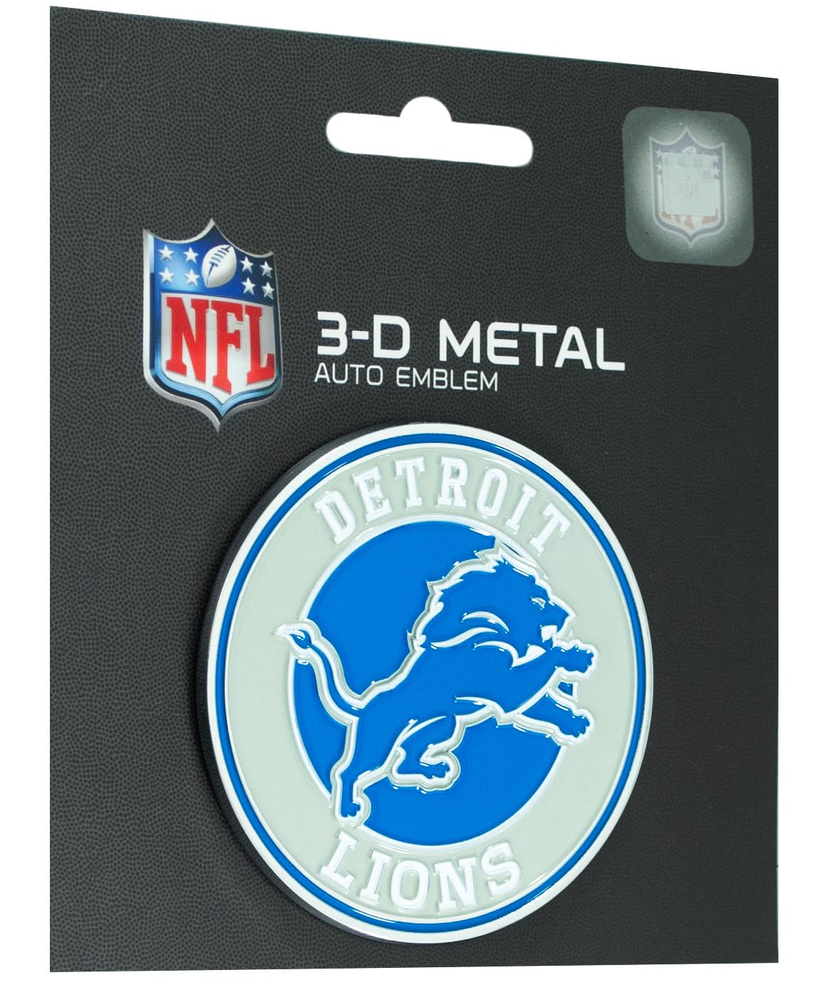 FANMATS Detroit Lions NFL 3D Metal Team Emblem Decal - Weatherproof Indoor/Outdoor Sticker for Cars, Coolers, Lockers & Toolboxes - Easy Peel & Stick Application - Perfect Football Fan Gift for Game Day, Tailgating & Home Decor