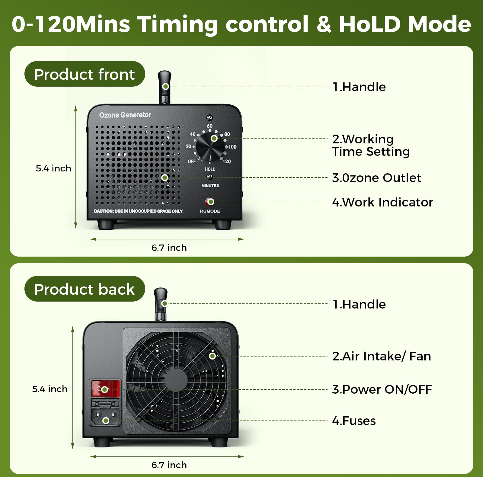Commercial Ozone Generator Machine - High Capacity Ozone Air Purifier for Home, Car, Smoke & Pet Odor Removal - Eliminate Bad Smells in Basements, Hotels & Offices