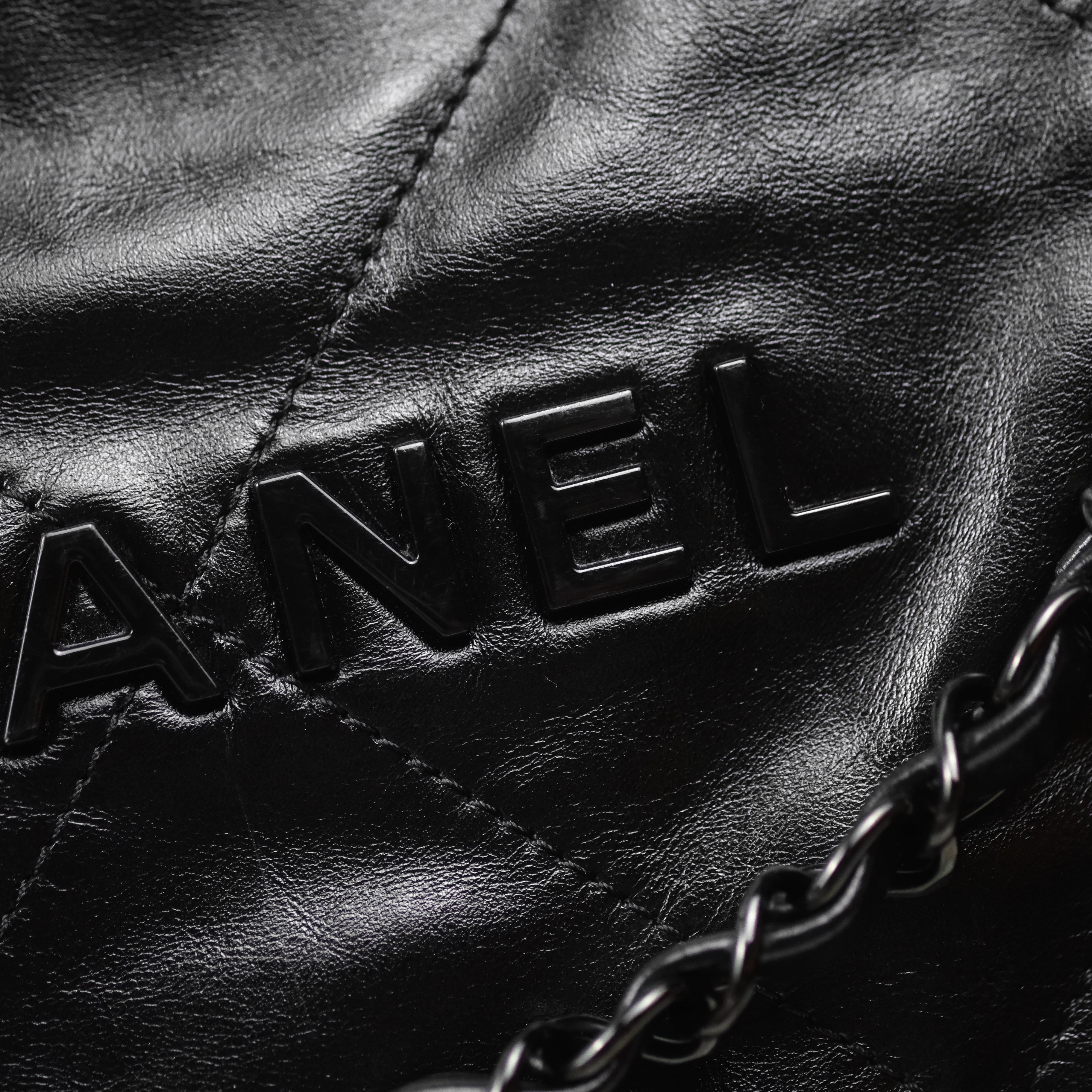 Chanel 22 Small Handbag Black Calfskin Leather with So Black Hardware - Luxury Crossbody Bag for Women, Perfect for Date Night & Evening Events