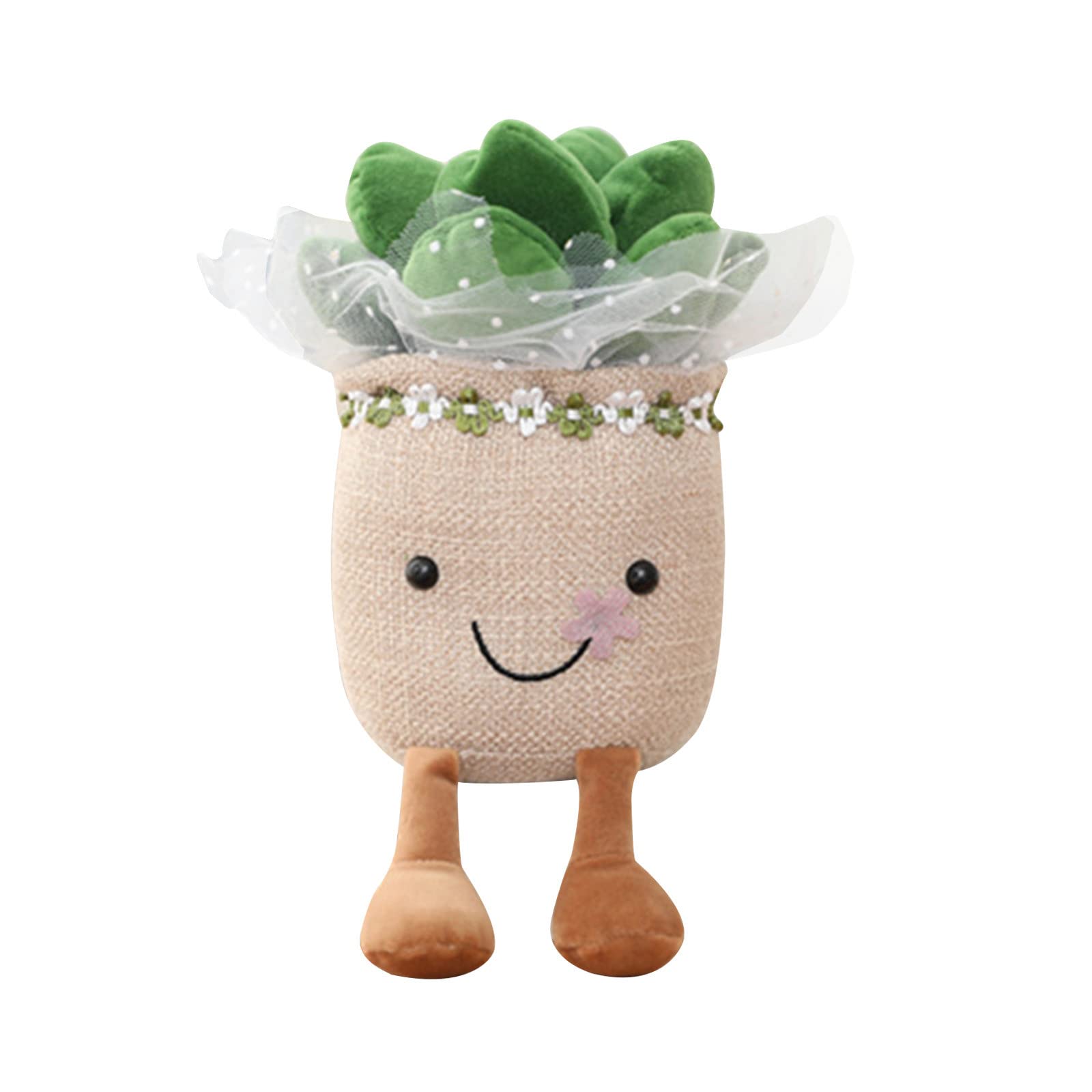 Oauxy Soft Stuffed Plush Succulent Plant Toy for Kids - Realistic Potted Doll, Green Plush Pillow for Indoor Decor, Nursery & Playroom Decoration