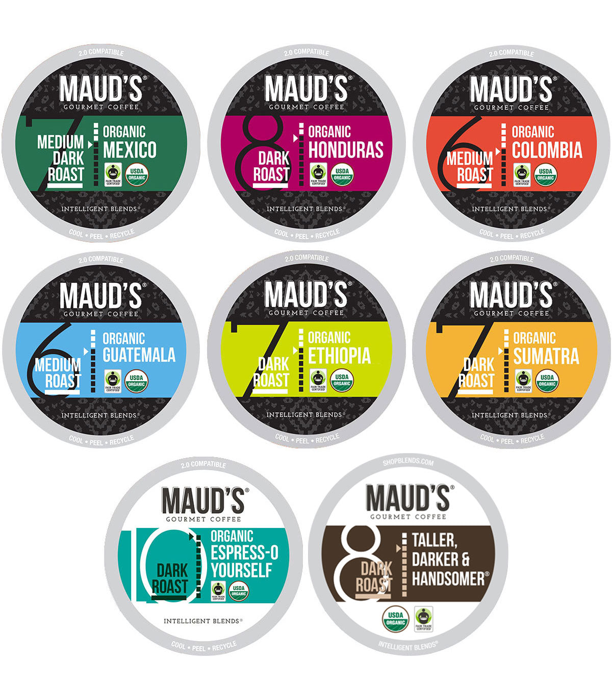 Organic Coffee Pods Variety Pack by Maud's - 8 Premium Blends for Keurig Machines | Perfect for Home, Office & Gifting