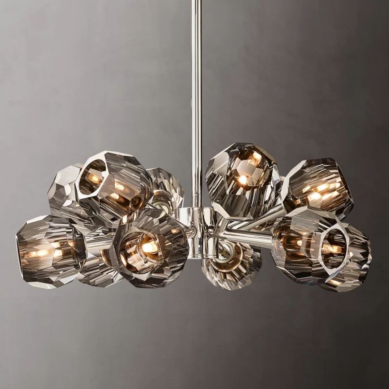 Crystal Ball Round Chandelier 24 Inch - Elegant Modern Ceiling Light Fixture for Dining Room, Bedroom, Living Room & Entryway Lighting