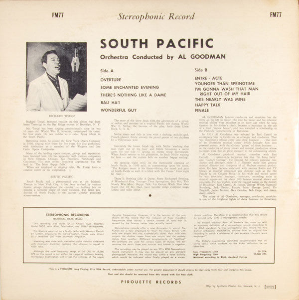 Al Goodman And His Orchestra - South Pacific Vinyl LP Album (VG+ Condition) | Classic Broadway Soundtrack, Perfect for Collectors & Music Enthusiasts