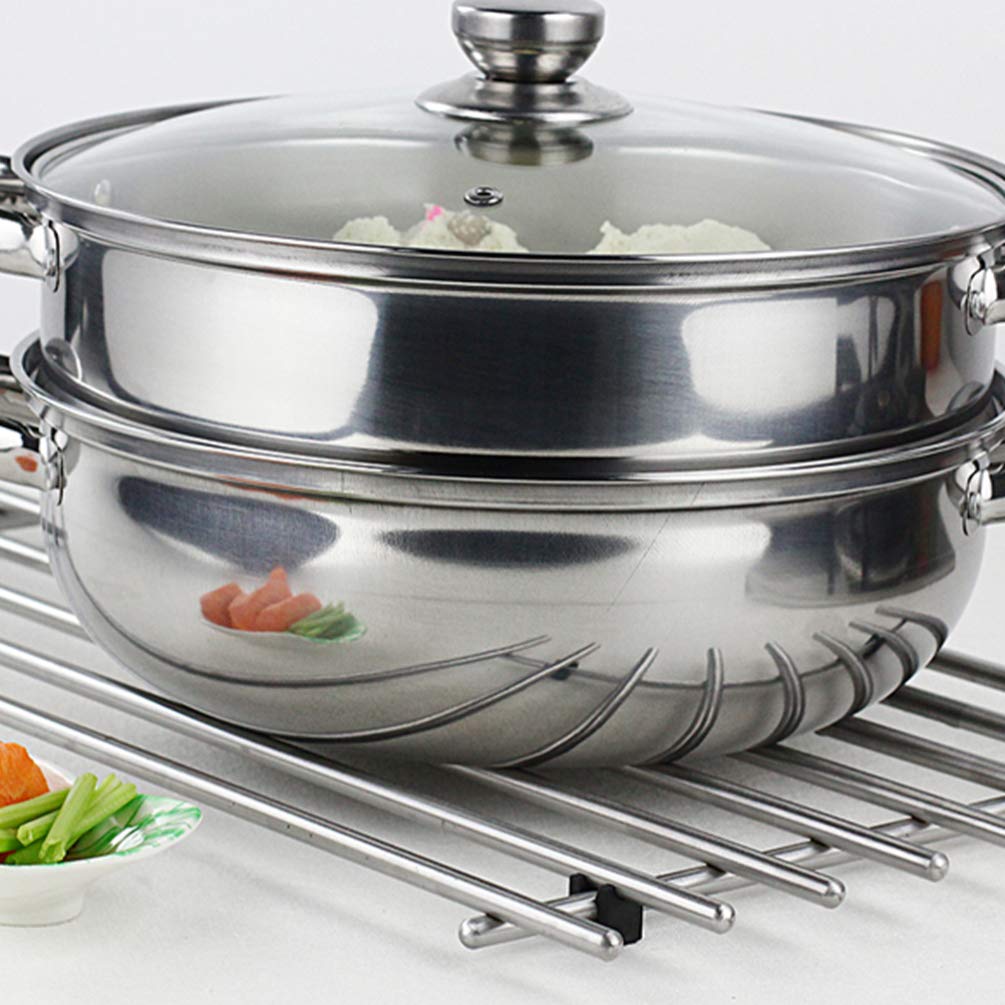 Premium Stainless Steel Double Layer Steamer Pot - Multi-Functional Stockpot for Boiling, Steaming & Cooking | Perfect for Home Kitchens, Restaurants & Meal Prep