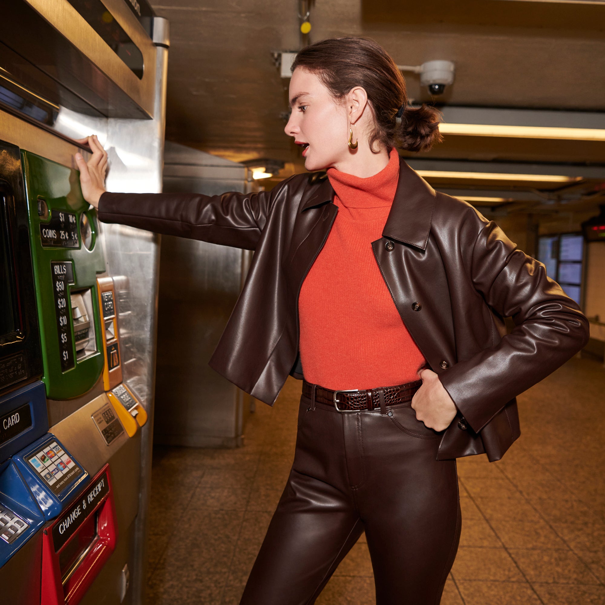 Archie Vegan Leather Pants in Brown | Stylish & Comfortable Vegan Leather Trousers for Women | Perfect for Casual Wear, Office & Night Out
