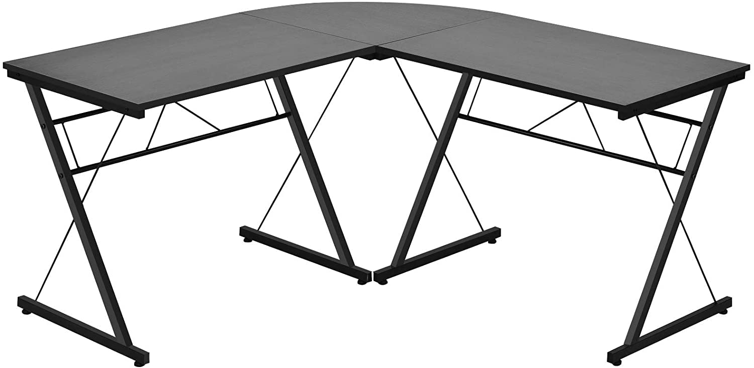 GRAFFY L-Shaped Gaming Desk with Large Monitor Stand - Ergonomic Home Office Computer Workstation, Multifunctional Corner Desk for PC & Laptop (Black) - Perfect for Small Spaces, Streaming & Remote Work