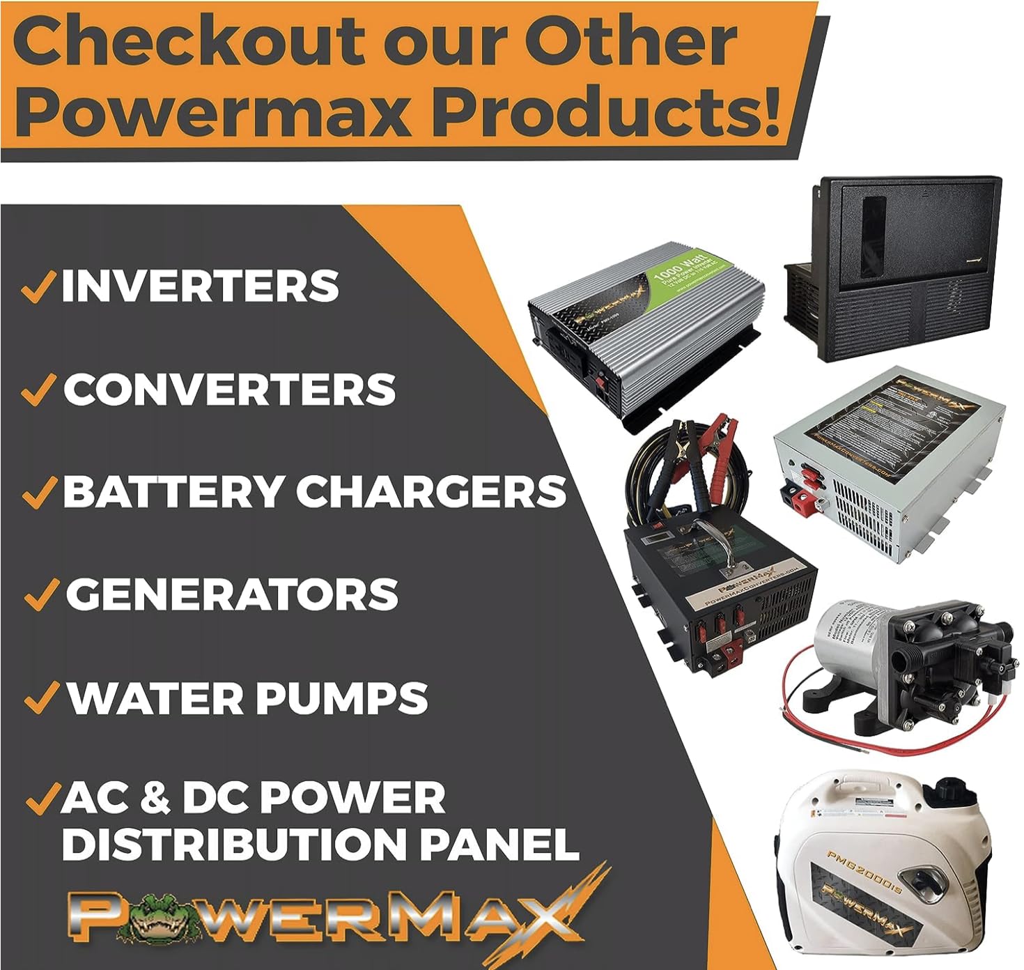 PowerMax PM3-45 45A Power Supply & Battery Charger - 110/120V AC to 0-12V DC Converter with 3-Stage Smart Charging, Cooling Fan & LED Indicator - Compatible with Lithium Batteries - Perfect for RV, Marine, Solar & Off-Grid Power Systems