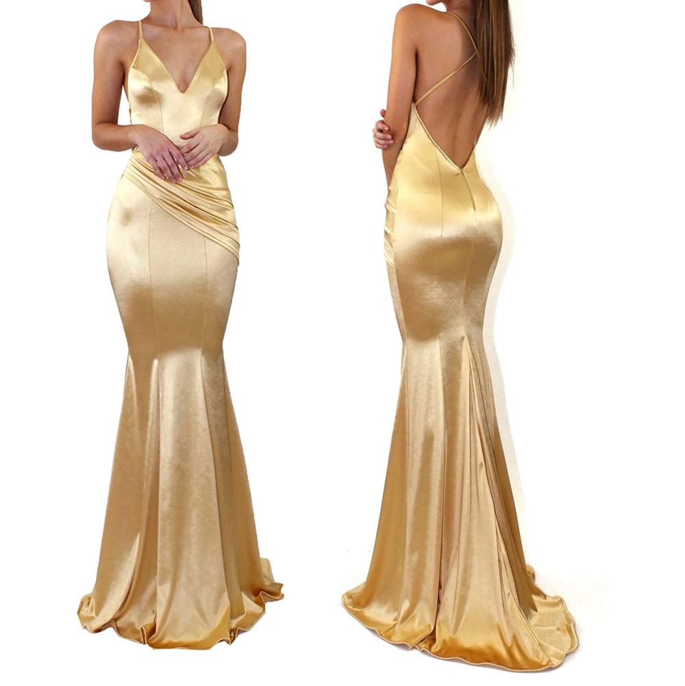 WenssLTD Women's Satin Mermaid Wedding Dress - Backless Long Evening Gown for Prom, Formal Party & Special Occasions | Elegant Bridal Gown for Weddings, Galas & Red Carpet Events