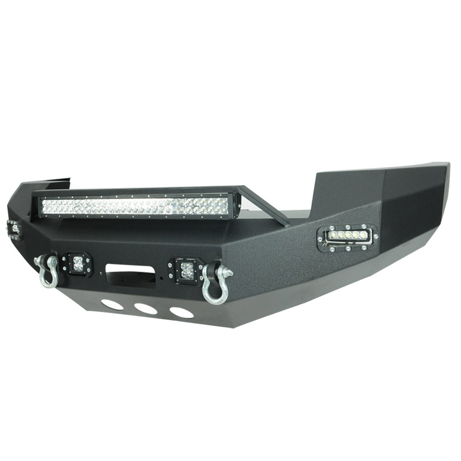 57-0506 Heavy Duty Front LED Winch Bumper for Jeep Wrangler & Off-Road Trucks - Black Powder Coated Steel Construction - Perfect for Off-Roading, Towing & Recovery Scenarios